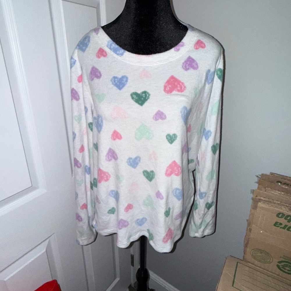 Heart Patterned Women's Soft Pajama Top